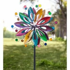 Wind & Weather Colorful Dual-Rotor Flower and Disc Metal Wind Spinner