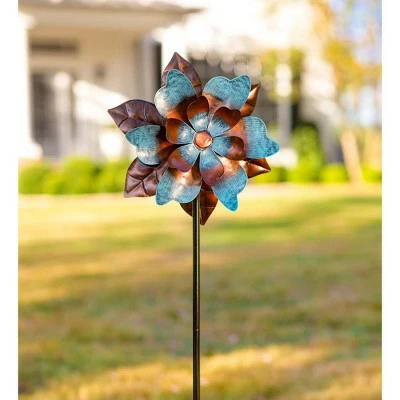 Wind & Weather Bronze and Patina Flower Metal Wind Spinner 3 Wind & Weather Bronze and Patina Flower Metal Wind Spinner