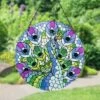 16.93" Metal Hanging Mosaic Peacock Suncatcher - Exhart