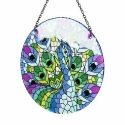16.93" Metal Hanging Mosaic Peacock Suncatcher - Exhart -Cheap Garden Decor Store unnamed file 14057