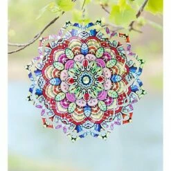 Wind & Weather Flower Mandala Optical Illusion Hanging Metal Spinner