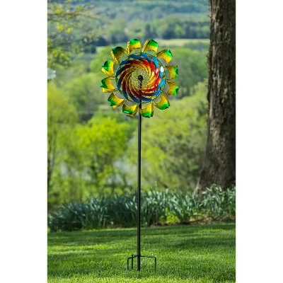 Evergreen 75"H Primary Color Swirl with Curved Edges Wind Spinner 4 Evergreen 75"H Primary Color Swirl with Curved Edges Wind Spinner - Image 2