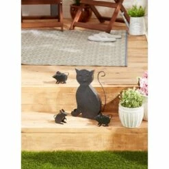 Zingz & Thingz Zingz & Thingz 7" Metal Cat with Mice Sculpture Black -Cheap Garden Decor Store unnamed file 1419