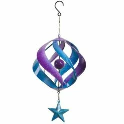 Wind & Weather Hanging Two-Tone Metal Spiral Wind Spinner with Star