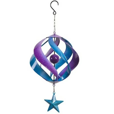 Wind & Weather Hanging Two-Tone Metal Spiral Wind Spinner with Star 2 Wind & Weather Hanging Two-Tone Metal Spiral Wind Spinner with Star