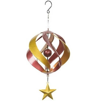 Wind & Weather Hanging Two-Tone Metal Spiral Wind Spinner with Star 3 Wind & Weather Hanging Two-Tone Metal Spiral Wind Spinner with Star - Image 2