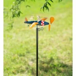 Wind & Weather Metal Cat and Mouse Airplane Whirligig