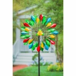 Evergreen 75"H Wind Spinner, Multi-Color Fragments- Fade and Weather Resistant Outdoor Decor