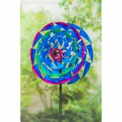 Evergreen 75"H Wind Spinner, Psychedelic Blades- Fade and Weather Resistant Outdoor Decor