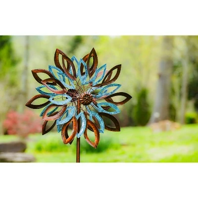 Evergreen 75"H Wind Spinner, Copper and Verdigris Leaves 9 Evergreen 75"H Wind Spinner, Copper and Verdigris Leaves - Image 8
