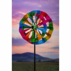 Evergreen 78"H Solar Wind Spinner, Carnival