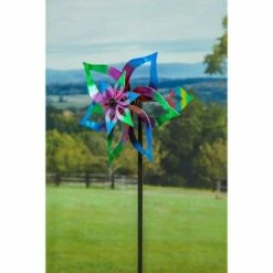 Evergreen 75"H Wind Spinner with Arrow, Vivid Hues- Fade and Weather Resistant Outdoor Decor