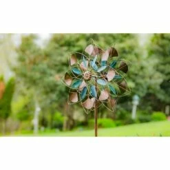 Evergreen 75"H Wind Spinner, Verdigris and Copper Petals -Cheap Garden Decor Store unnamed file 14339