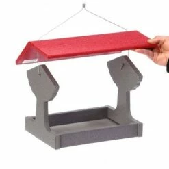Birds Choice Green Solutions Fly-Thru Feeder Gray with Red Roof
