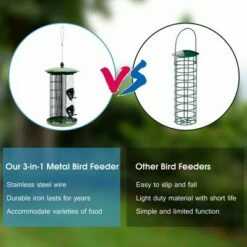 Costway 3-in-1 Metal Hanging Wild Bird Feeder Outdoor w/ 4 Feeding Ports & Perches -Cheap Garden Decor Store unnamed file 14387
