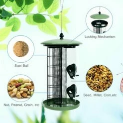 Costway 3-in-1 Metal Hanging Wild Bird Feeder Outdoor w/ 4 Feeding Ports & Perches -Cheap Garden Decor Store unnamed file 14388