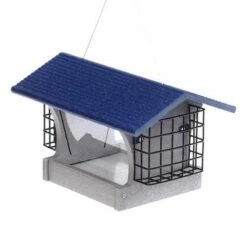 Birds Choice 3qt Green Solutions Hopper Feeder with Suets Gray with Blue Roof - Medium