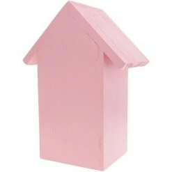 Bright Creations Pink Wood Hive Mason Bee Houses Insect Home for Garden (7.4 x 10.15 x 4.65 Inches)