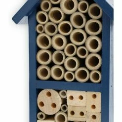 Bright Creations Dark Blue Wood Hive Mason Bee Houses Insect Home for Garden (7.4 x 10.15 x 4.65 Inches)