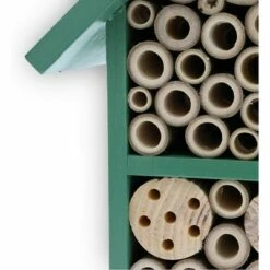 Bright Creations Green Wood Hive Mason Bee Houses Insect Home for Garden (7.4 x 10.15 x 4.65 Inches)