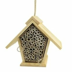 Gold Crest Distribution Home & Garden 7.75" A-Frame Mason Bee House Bamboo Tubes Pollinate Gold Crest Distributing - Bird And Insect Houses