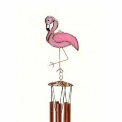 Gold Crest Distribution Home & Garden 21.0" Flamingo Wind Chime Stain Glass Yard Decor Gold Crest Distributing - Bells And Wind Chimes