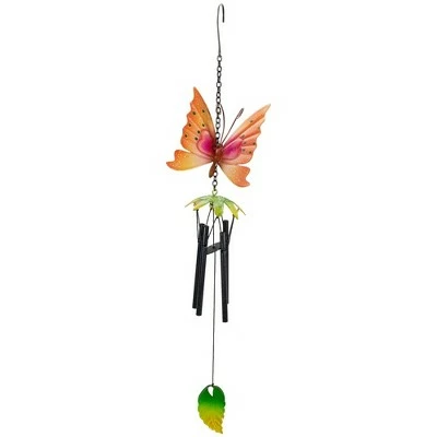 Northlight 19" Orange Metal Butterfly Outdoor Garden Windchime 6 Northlight 19" Orange Metal Butterfly Outdoor Garden Windchime - Image 4