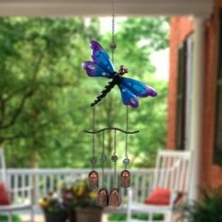 Northlight 24" Purple and Bronze Dragonfly Outdoor Garden Windchime