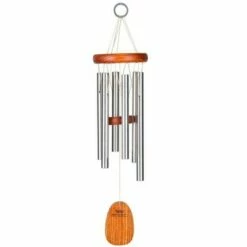 Wind & Weather Large Anodized Aluminum Amazing Grace Wind Chime With Ash Wood Disk And Wind Catcher
