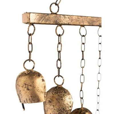 Wind & Weather Handcrafted Nine Metal Bells Wind Chime with Antiqued Golden Finish 7 Wind & Weather Handcrafted Nine Metal Bells Wind Chime with Antiqued Golden Finish - Image 5