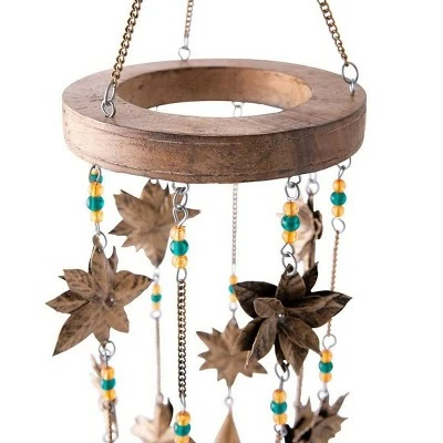 Wind & Weather Beaded Antiqued Bronze-Colored Poinsettia Blossom Wind Chime 3 Wind & Weather Beaded Antiqued Bronze-Colored Poinsettia Blossom Wind Chime - Image 2