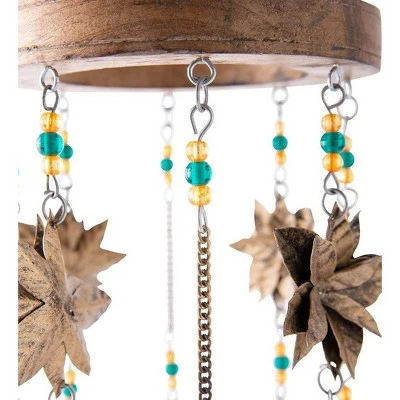 Wind & Weather Beaded Antiqued Bronze-Colored Poinsettia Blossom Wind Chime 5 Wind & Weather Beaded Antiqued Bronze-Colored Poinsettia Blossom Wind Chime - Image 4