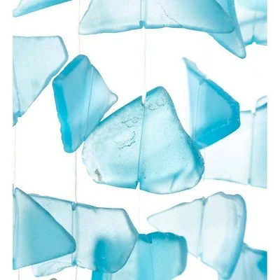 Wind & Weather Handcrafted Recycled Glass Hung From a Metal Branch Ocean Waves Wind Chime 6 Wind & Weather Handcrafted Recycled Glass Hung From a Metal Branch Ocean Waves Wind Chime - Image 5