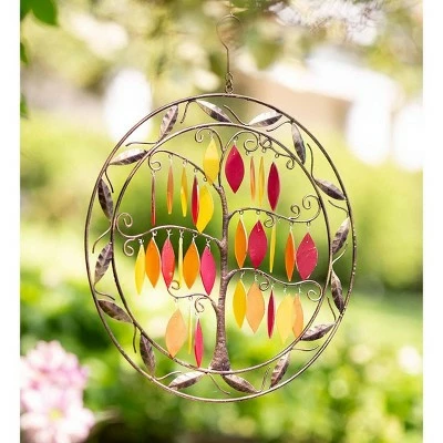 Wind & Weather Round Metal and Glass Tree of Life Fall Colors Wind Chime 3 Wind & Weather Round Metal and Glass Tree of Life Fall Colors Wind Chime