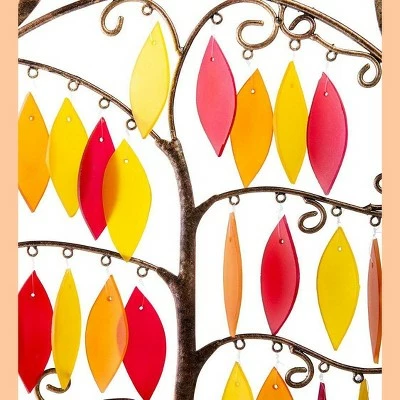 Wind & Weather Round Metal and Glass Tree of Life Fall Colors Wind Chime 5 Wind & Weather Round Metal and Glass Tree of Life Fall Colors Wind Chime - Image 3