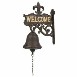 Juvale Cast Iron Bell, Welcome Entry Door Bell, Antique Doorbell Decoration, Black, 6.7 x 8.9 x 0.8 in