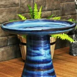 Sunnydaze Decor Sunnydaze Outdoor Weather-Resistant Garden Patio High-Fired Smooth Ceramic Hand-Painted Duo Tone Bird Bath - Galaxy Blue -Cheap Garden Decor Store unnamed file 1738