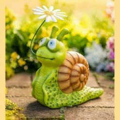 Wind & Weather Snail with Flower Garden Sculpture