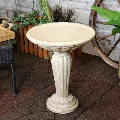 Sunnydaze Decor Sunnydaze Outdoor Glass Fiber Reinforced Concrete Patio Garden Grecian Column Style Bird Bath - 20" - White 3 Sunnydaze Decor Sunnydaze Outdoor Glass Fiber Reinforced Concrete Patio Garden Grecian Column Style Bird Bath - 20" - White