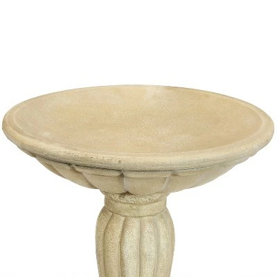 Sunnydaze Decor Sunnydaze Outdoor Glass Fiber Reinforced Concrete Patio Garden Grecian Column Style Bird Bath - 20" - White 4 Sunnydaze Decor Sunnydaze Outdoor Glass Fiber Reinforced Concrete Patio Garden Grecian Column Style Bird Bath - 20" - White - Image 2