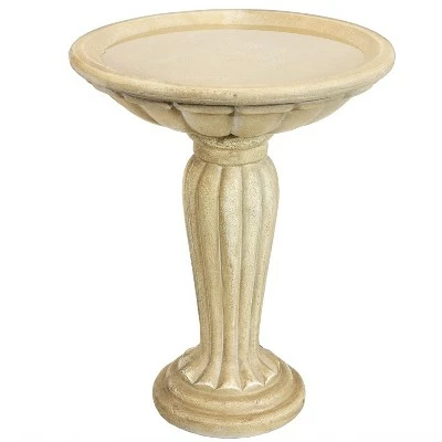Sunnydaze Decor Sunnydaze Outdoor Glass Fiber Reinforced Concrete Patio Garden Grecian Column Style Bird Bath - 20" - White 8 Sunnydaze Decor Sunnydaze Outdoor Glass Fiber Reinforced Concrete Patio Garden Grecian Column Style Bird Bath - 20" - White - Image 6
