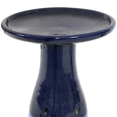 Sunnydaze Decor Sunnydaze Outdoor Weather-Resistant Garden Patio Classic High-Fired Smooth Ceramic Hand-Painted Bird Bath - Dark Blue 4 Sunnydaze Decor Sunnydaze Outdoor Weather-Resistant Garden Patio Classic High-Fired Smooth Ceramic Hand-Painted Bird Bath - Dark Blue - Image 2