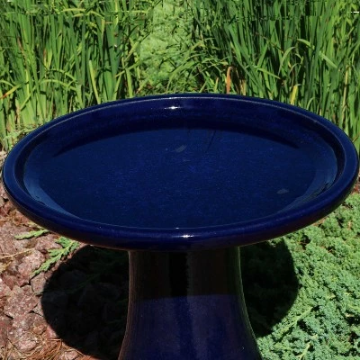 Sunnydaze Decor Sunnydaze Outdoor Weather-Resistant Garden Patio Classic High-Fired Smooth Ceramic Hand-Painted Bird Bath - Dark Blue 7 Sunnydaze Decor Sunnydaze Outdoor Weather-Resistant Garden Patio Classic High-Fired Smooth Ceramic Hand-Painted Bird Bath - Dark Blue - Image 5