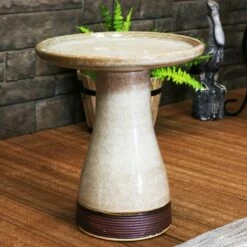 Sunnydaze Decor Sunnydaze Outdoor Weather-Resistant Garden Patio High-Fired Smooth Ceramic Hand-Painted Duo Tone Bird Bath - Yam
