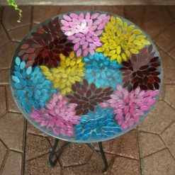 Sunnydaze Decor Sunnydaze Outdoor Garden Patio Bird Bath with Metal Stand and Multi-Colored Mosaic Petal Design Bowl - 14" -Cheap Garden Decor Store unnamed file 1800