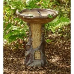 Plow & Hearth - Full-Size Fairy Garden Birdbath - Weather-Resistant with Hand Painted Details