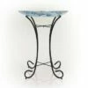 23" Outdoor Mosaic Glass Birdbath Bowl with Metal Stand Blue - Alpine Corporation