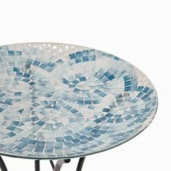 23" Outdoor Mosaic Glass Birdbath Bowl with Metal Stand Blue - Alpine Corporation -Cheap Garden Decor Store unnamed file 1823