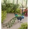 Wind & Weather Vibrant Metal Peacock Birdbath with Glass Bowl