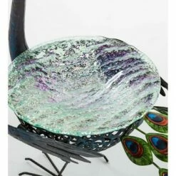 Wind & Weather Vibrant Metal Peacock Birdbath with Glass Bowl -Cheap Garden Decor Store unnamed file 1893